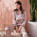 Fashion Solid 2 pc sleep wear set women pajama silk luxury sleeping wears